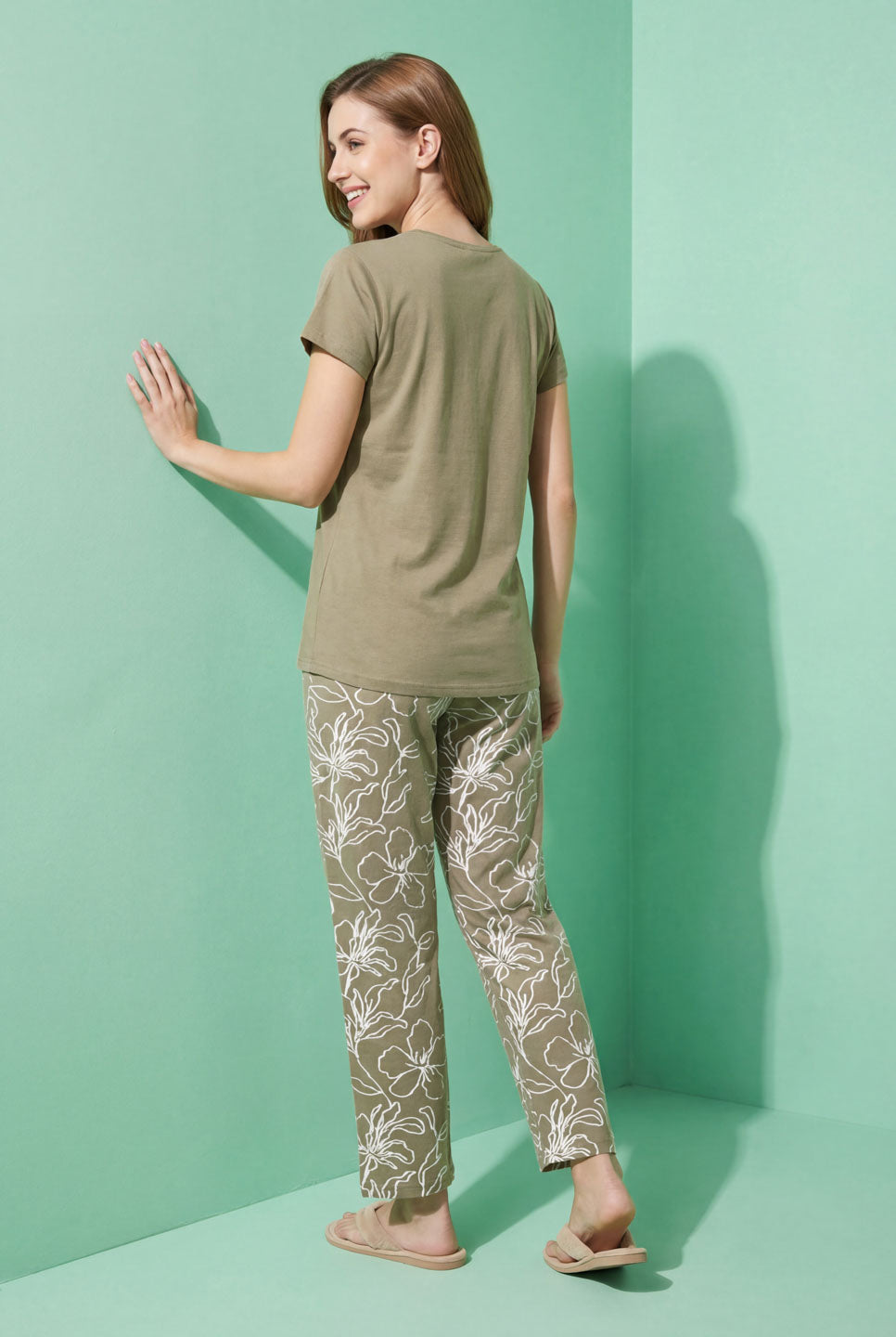 Soft Stems -  Cotton Lounge Silky Night Suit