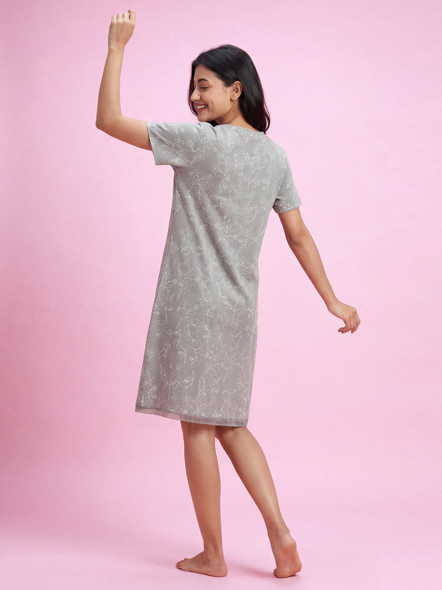 Mauve Bloom – Cotton Short Nighty