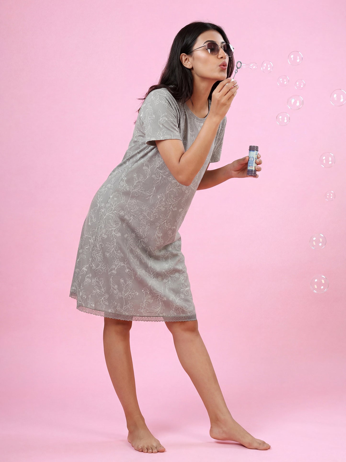 Mauve Bloom – Cotton Short Nighty