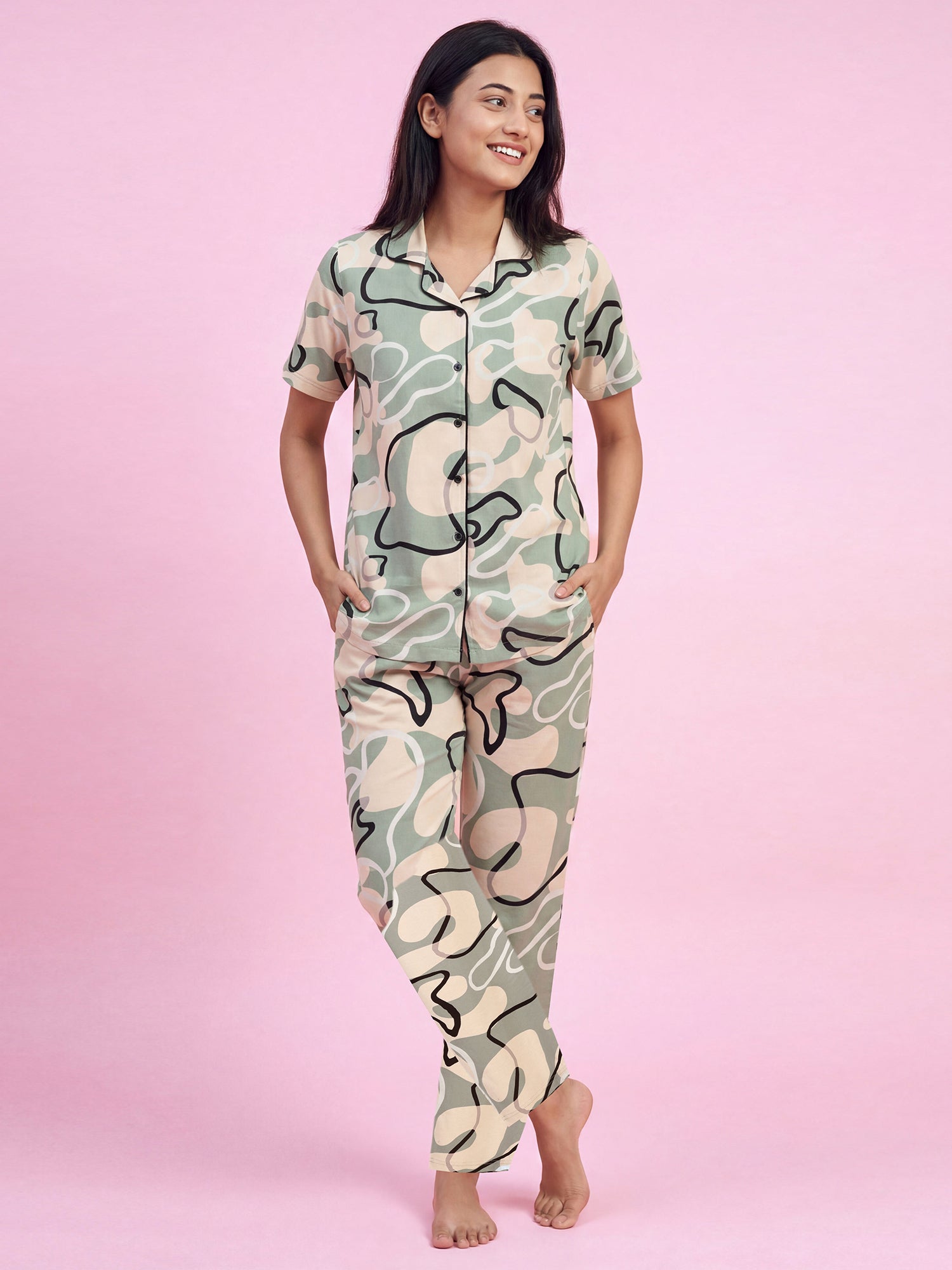 Lavender Drift – Cotton Lounge Night Suit