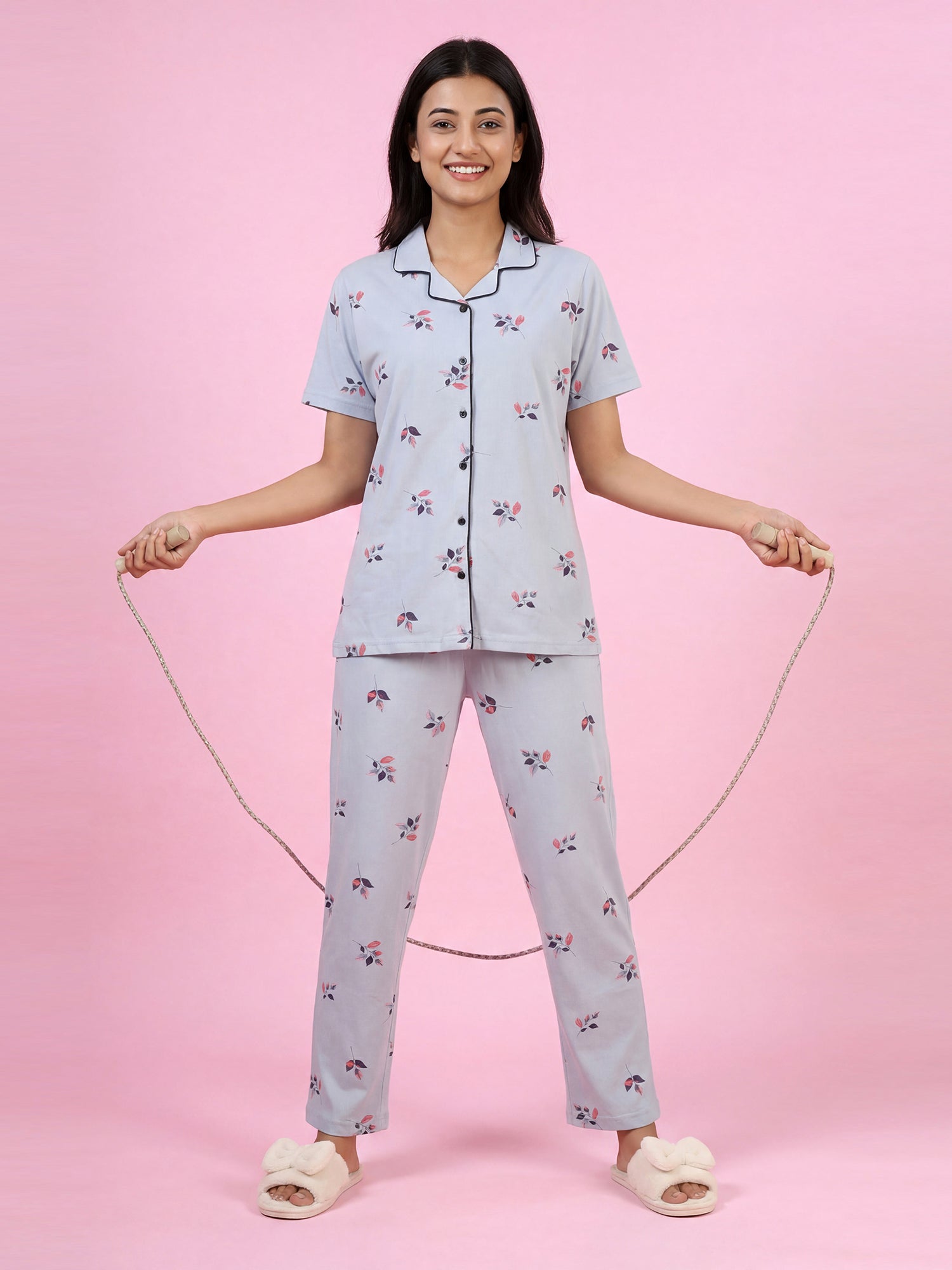 Pink Peony - Cotton Lounge Night Suit