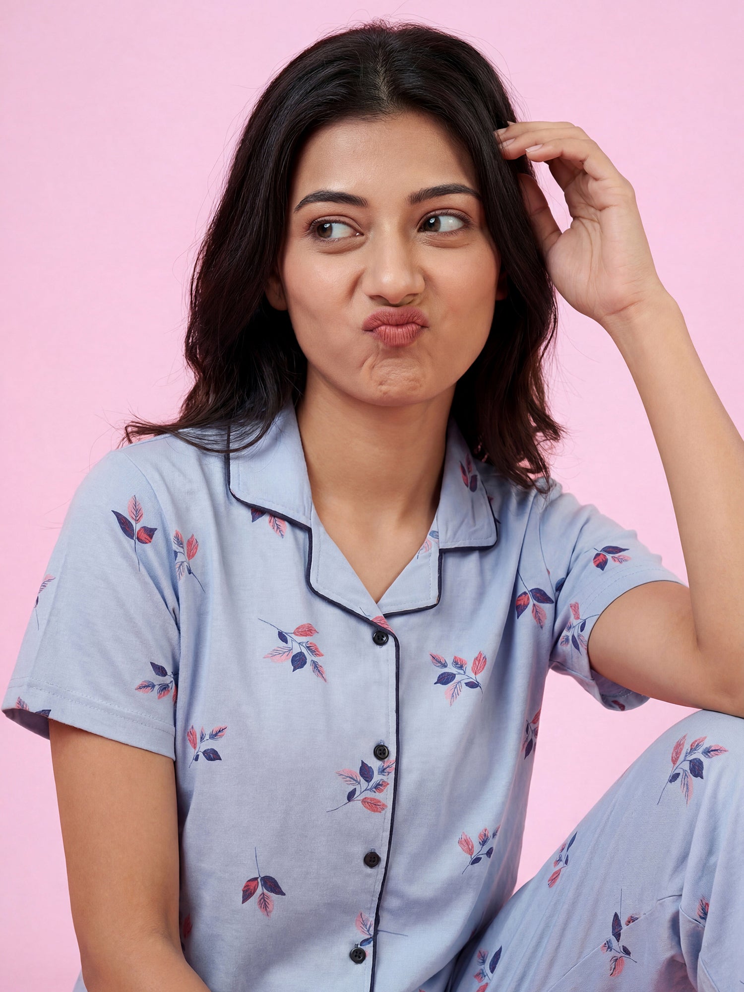Pink Peony - Cotton Lounge Night Suit