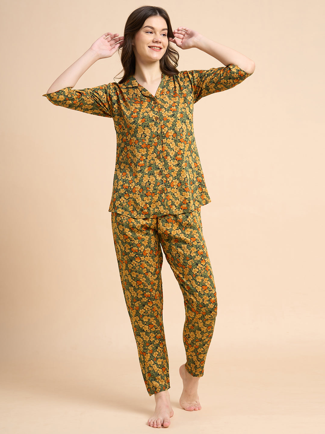 Flower Shower - Silky Lounge Night Suit