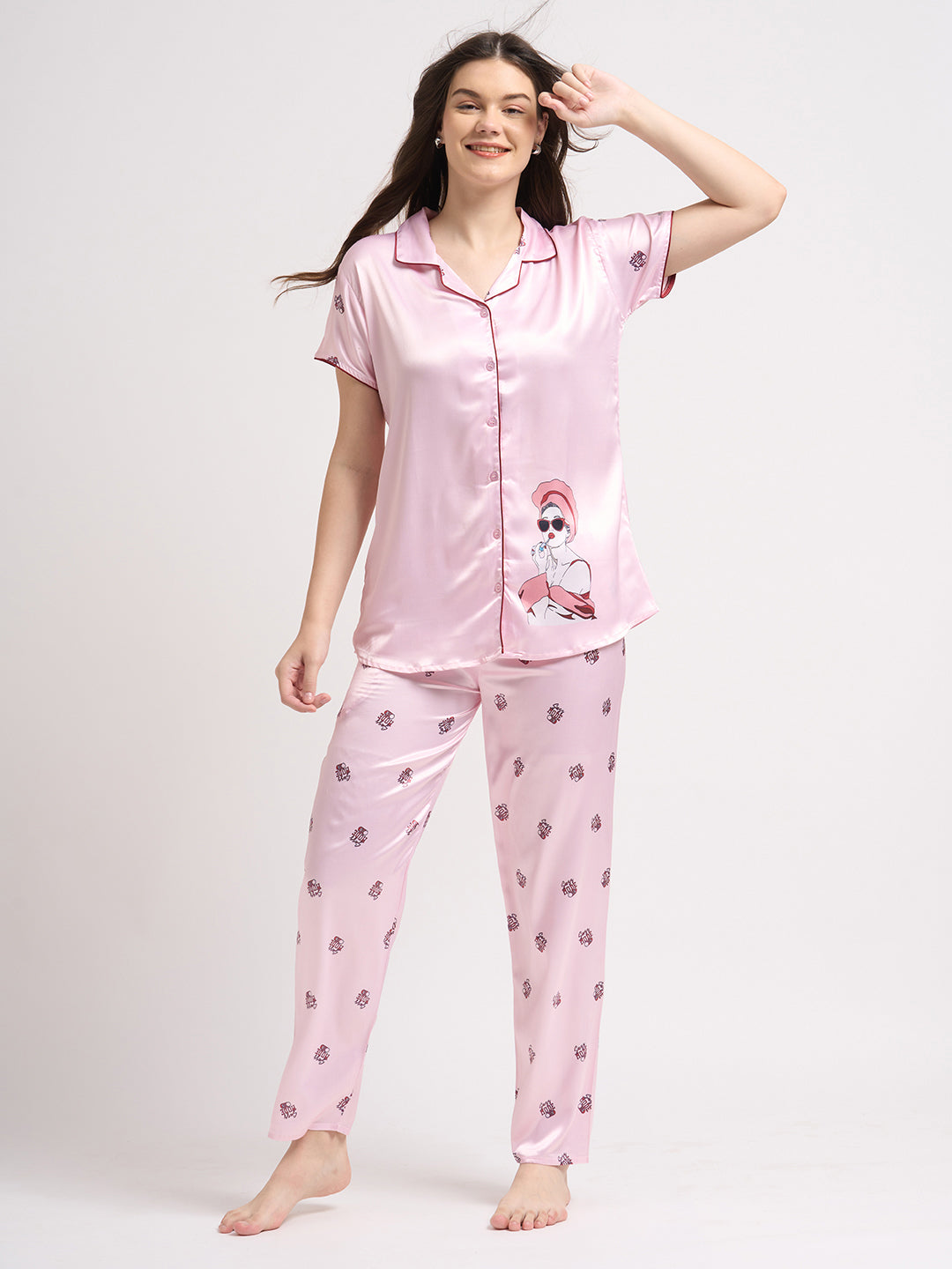 Midnight Glam Girl - Silky Lounge Night Suit