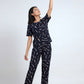 Moonlit Feather - Cotton Lounge Night Suit