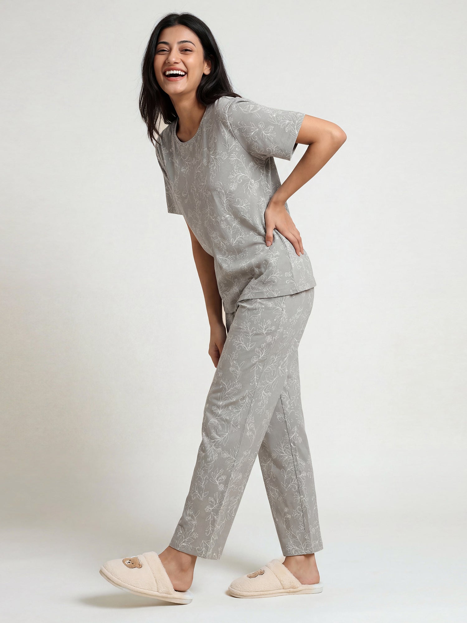 Rosé Bloom - Cotton Lounge Night Suit