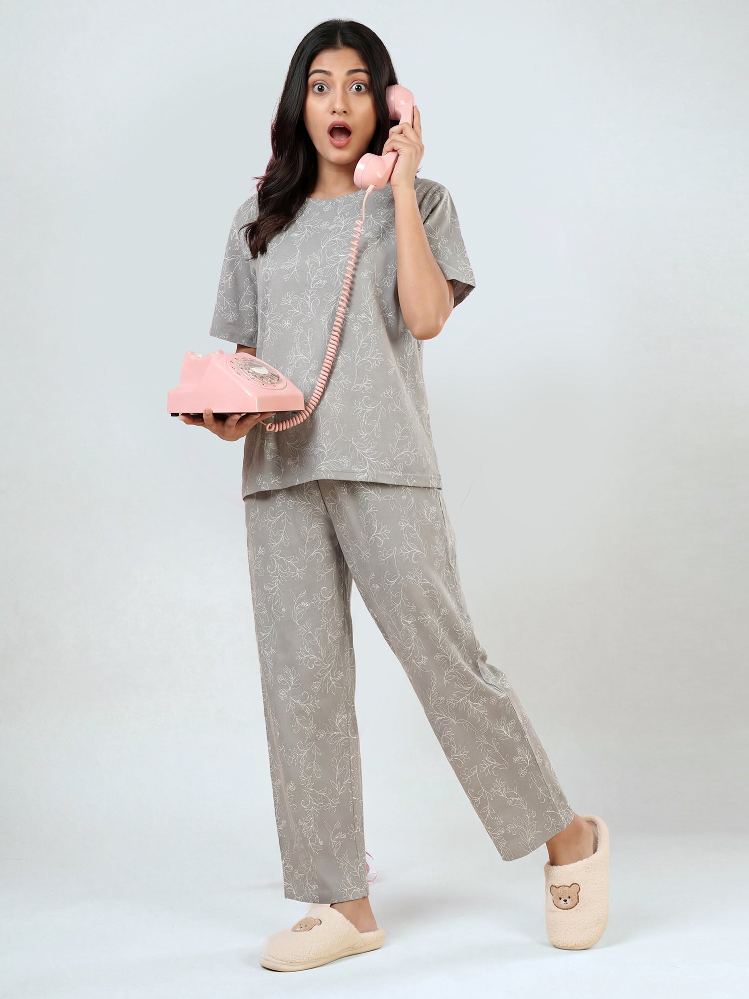 Rosé Bloom - Cotton Lounge Night Suit