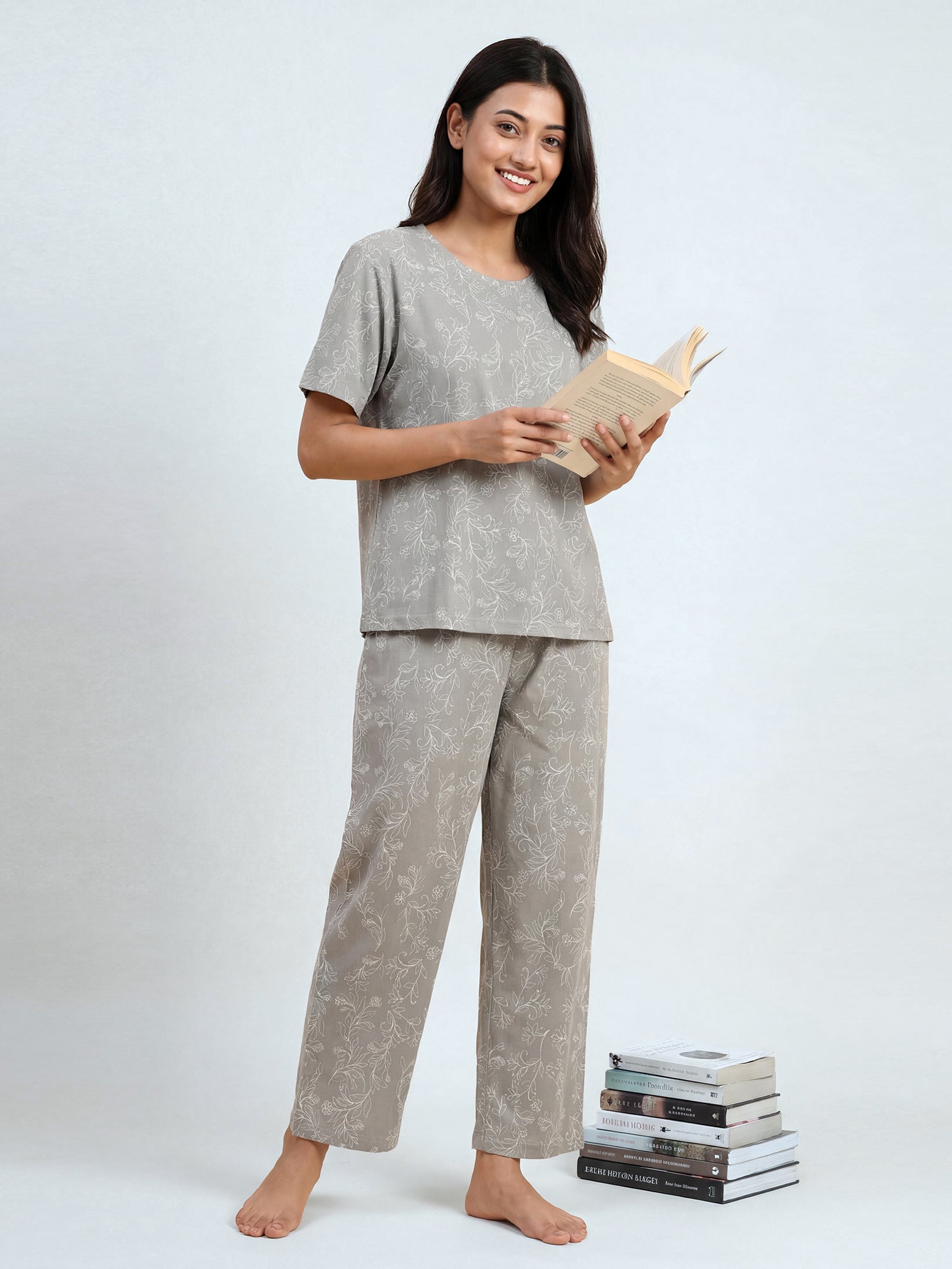 Rosé Bloom - Cotton Lounge Night Suit