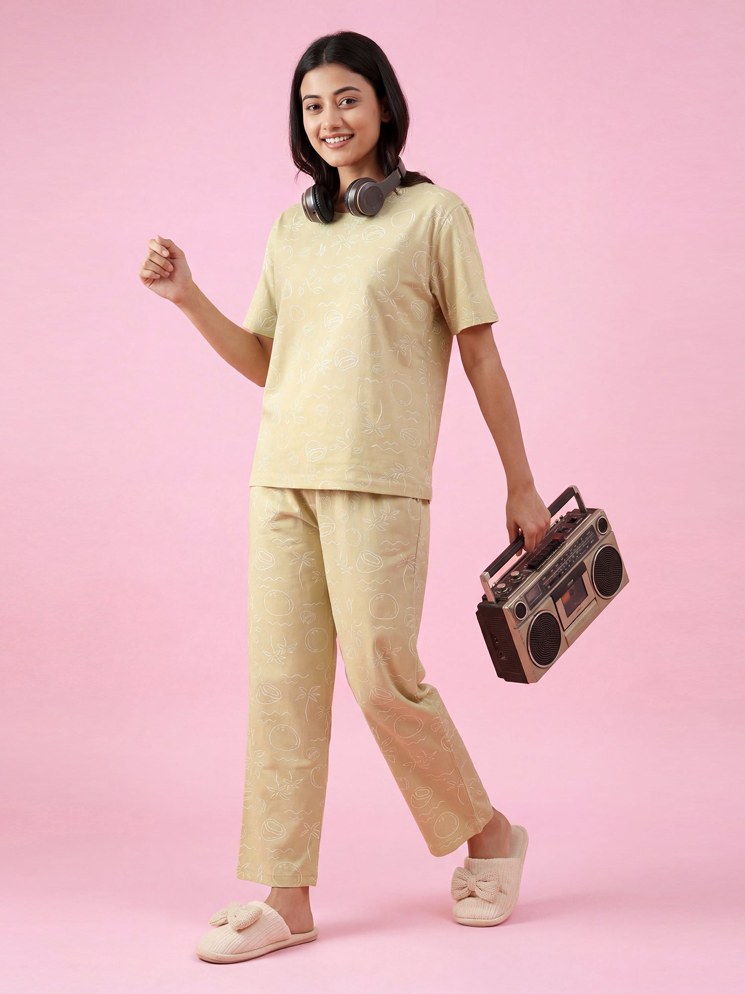 Citrus Whim - Cotton Lounge Night Suit