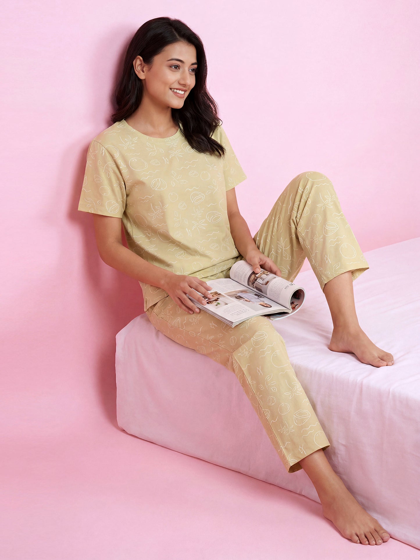 Citrus Whim - Cotton Lounge Night Suit