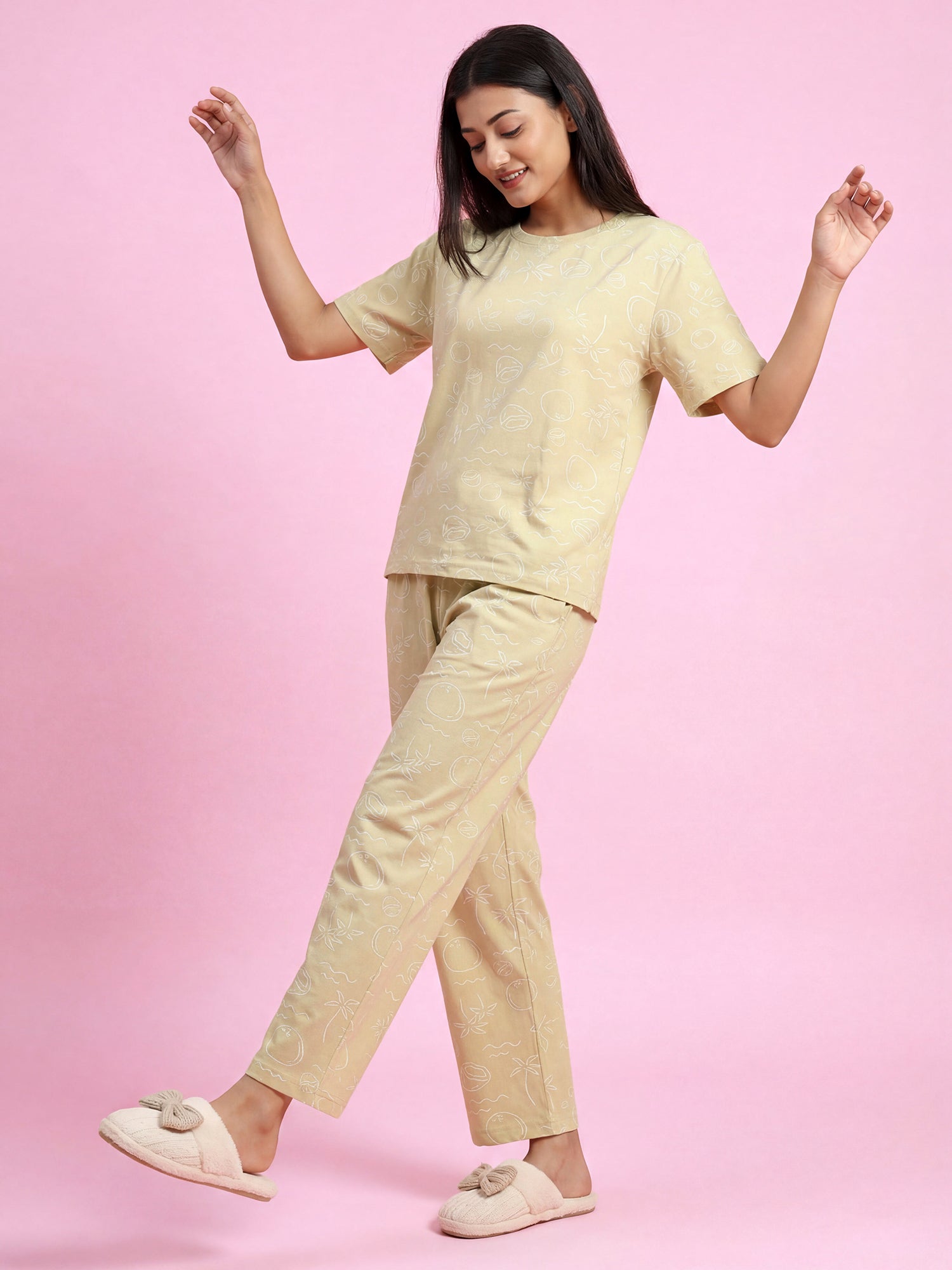 Citrus Whim - Cotton Lounge Night Suit