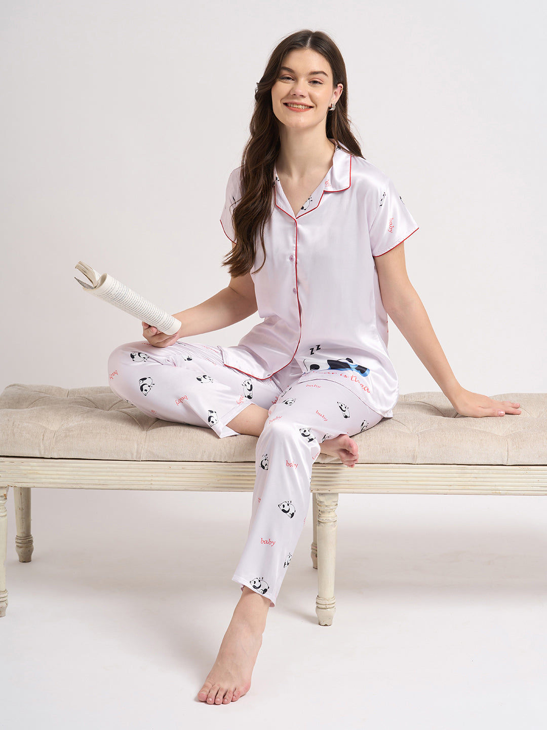 Little Panda Dreams - Silky Lounge Night Suit