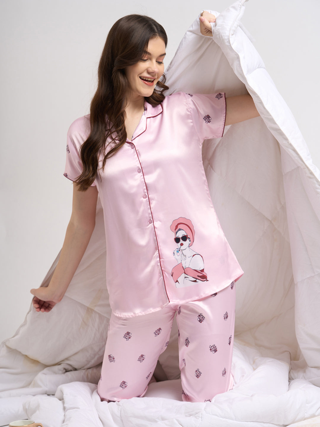 Midnight Glam Girl - Silky Lounge Night Suit