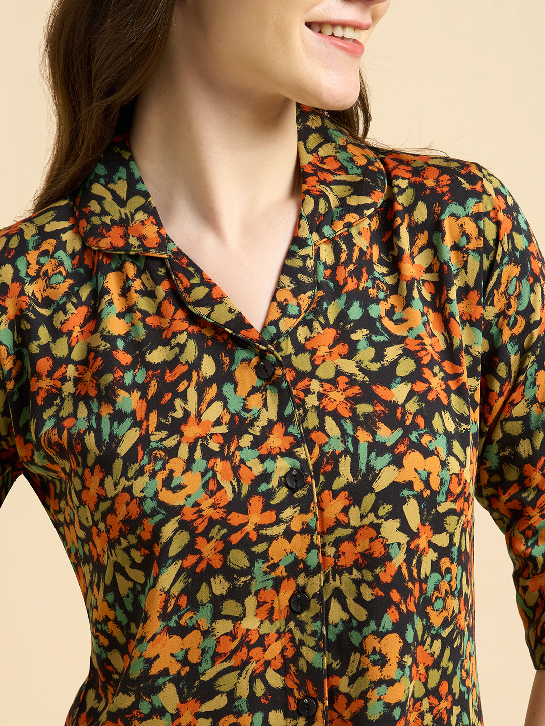 Evening Garden - Silky Lounge Night Suit