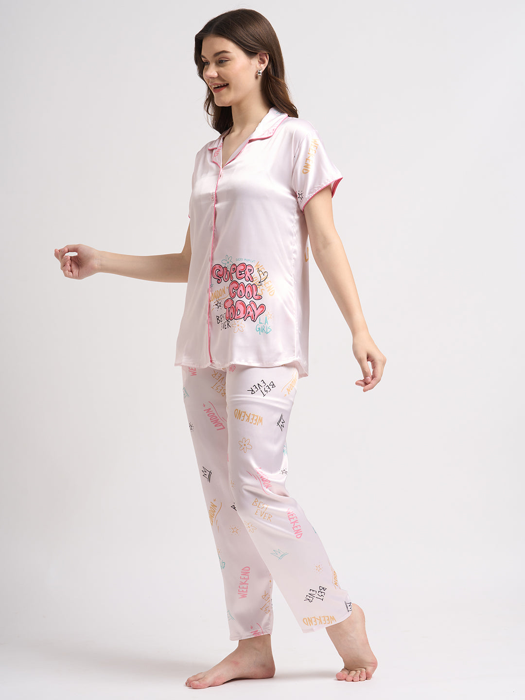 Super Cool Today - Silky Lounge Night Suit