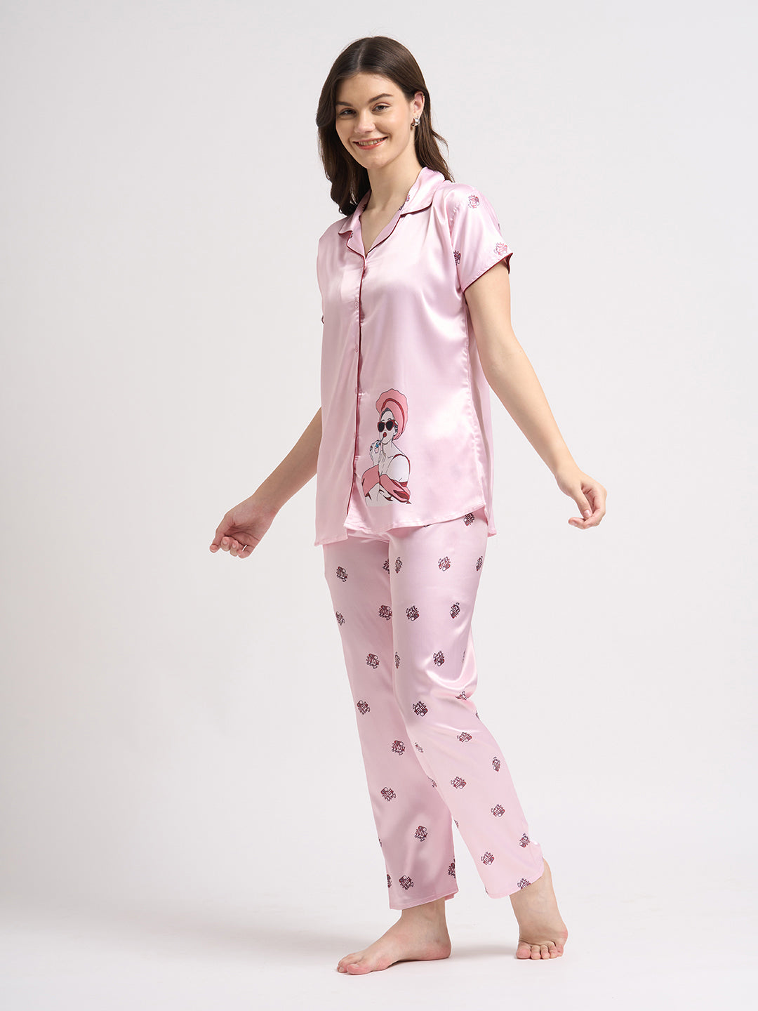 Midnight Glam Girl - Silky Lounge Night Suit