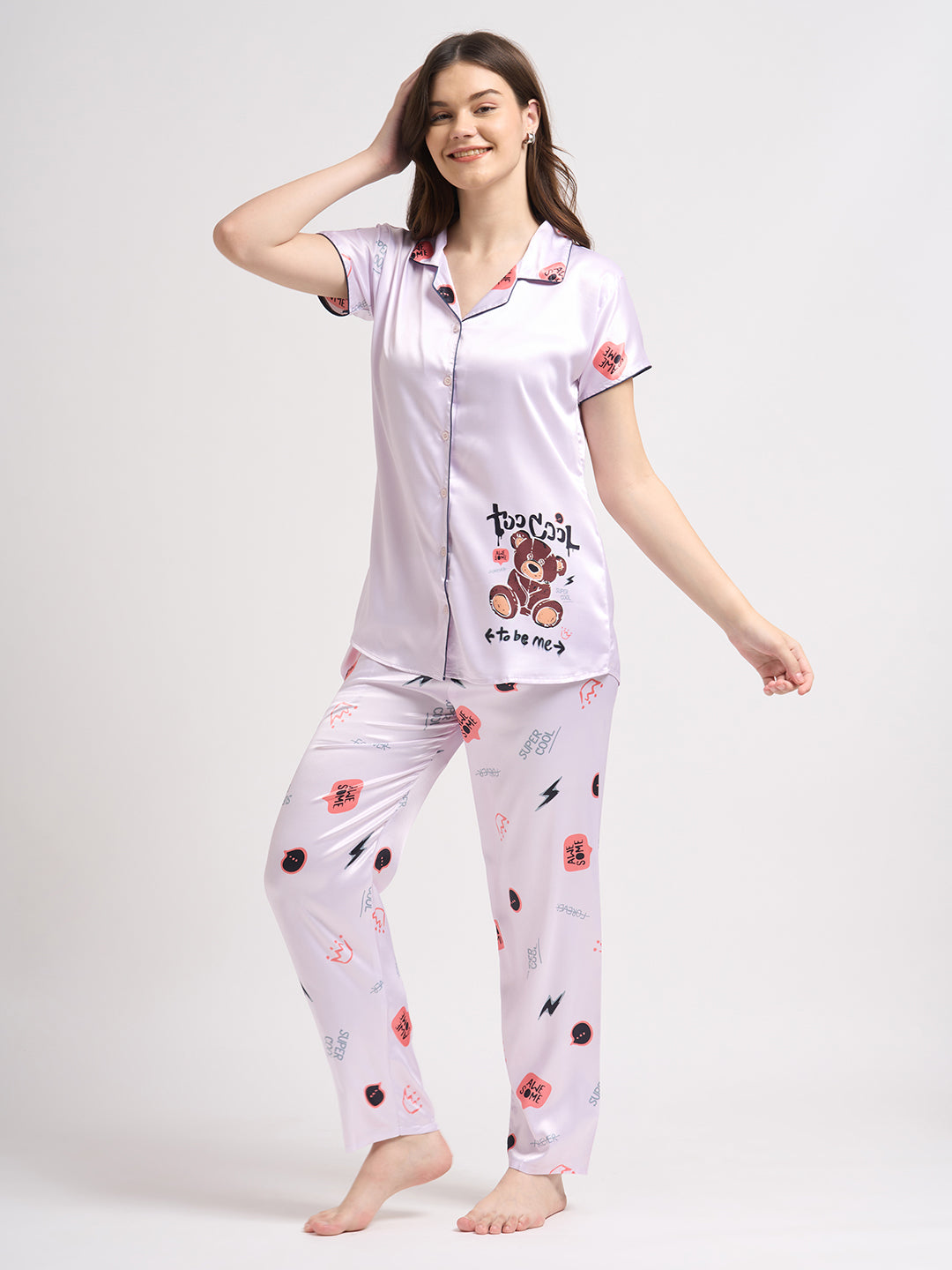 Born Cool Bear - Silky Lounge Night Suit