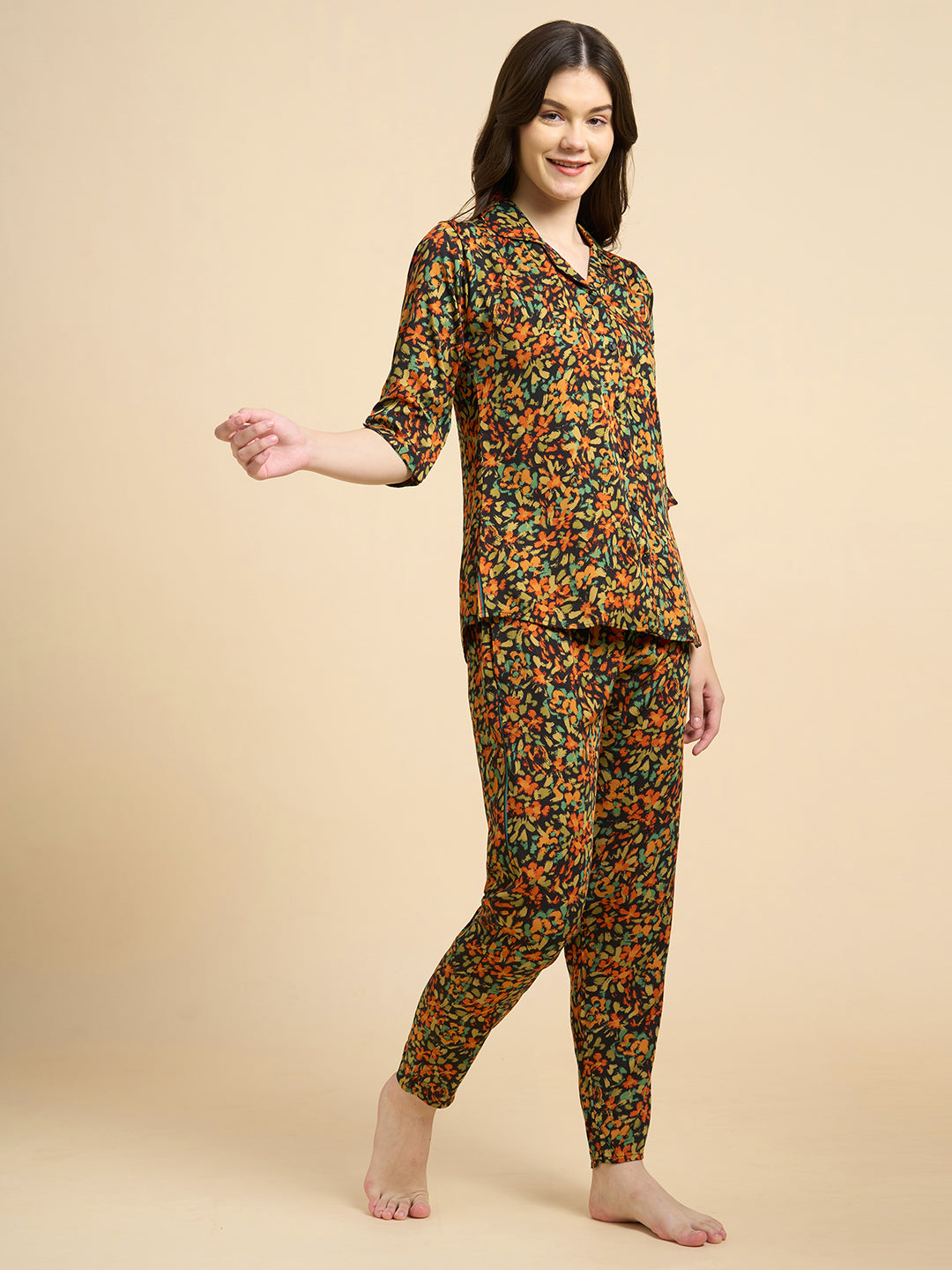 Evening Garden - Silky Lounge Night Suit