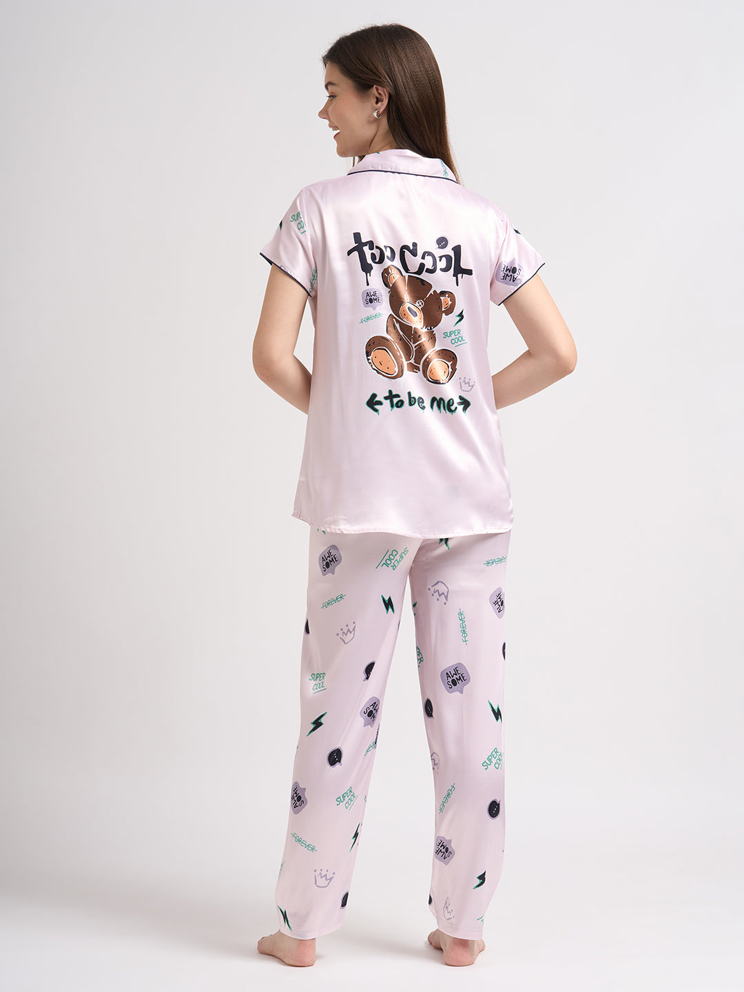 Born Cool Bear - Silky Lounge Night Suit