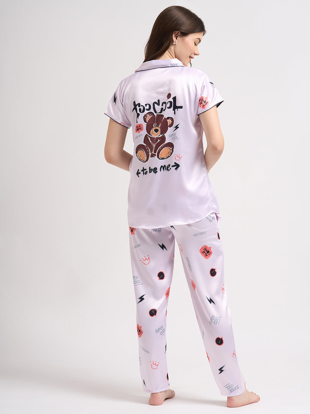 Born Cool Bear - Silky Lounge Night Suit