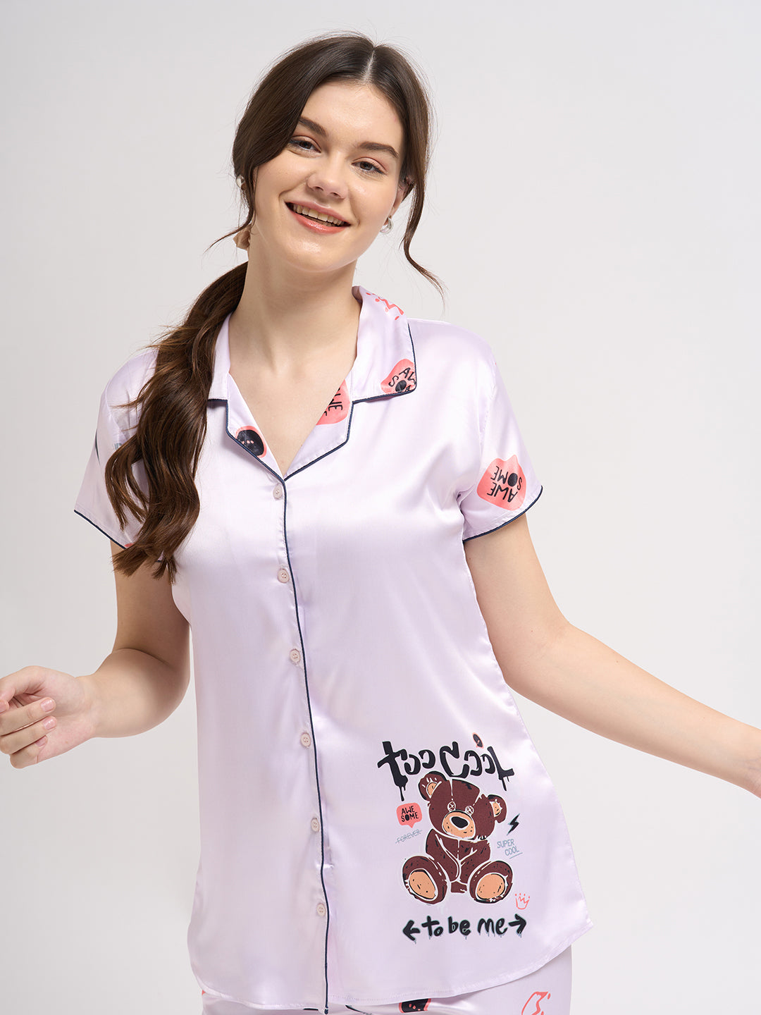 Born Cool Bear - Silky Lounge Night Suit