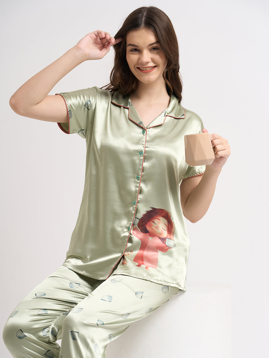 Morning Brew - Silky Lounge Night Suit