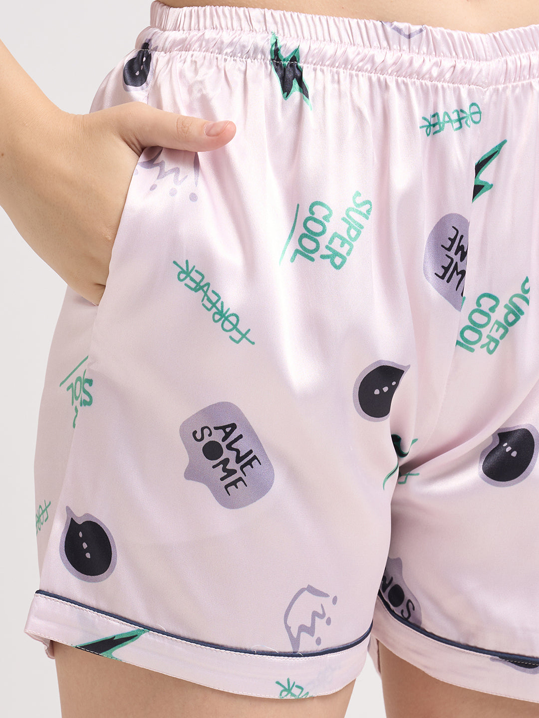 Born Cool Bear - Silky Lounge Night Suit