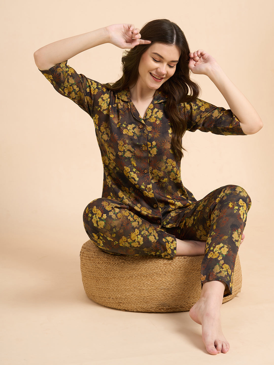 Gold Bliss - Silky Lounge Night Suit