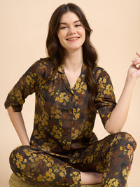 Gold Bliss - Silky Lounge Night Suit