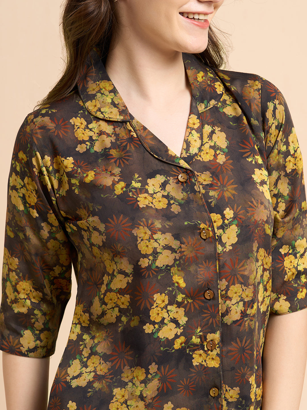 Gold Bliss - Silky Lounge Night Suit