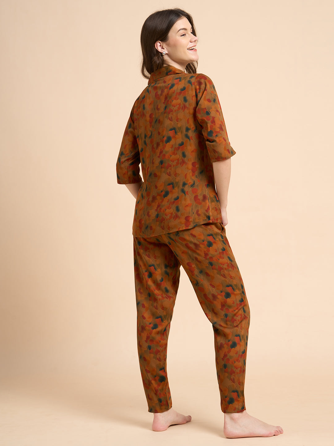 Petal Haze - Silky Lounge Night Suit