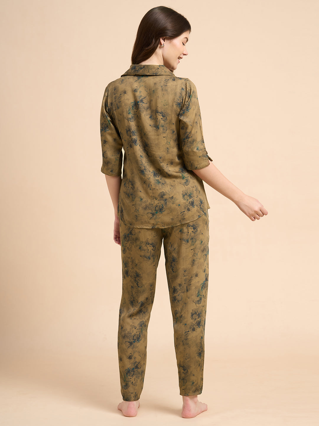 Marble Flora - Silky Lounge Night Suit