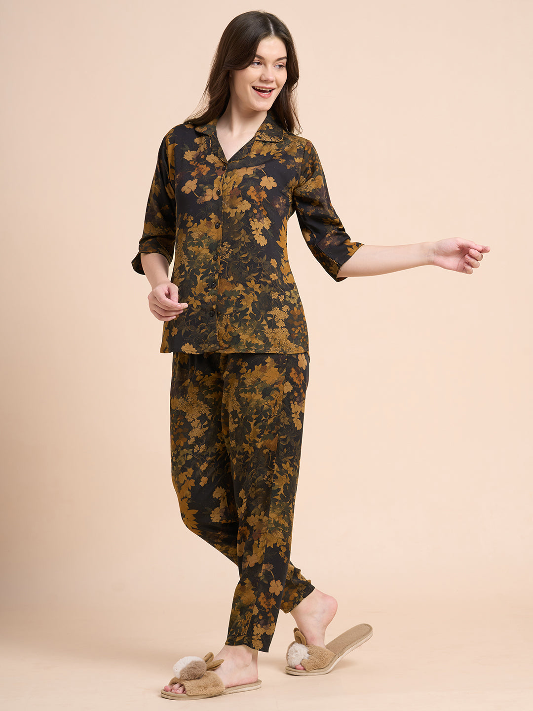 Regal Leaf - Silk Lounge Night Suit