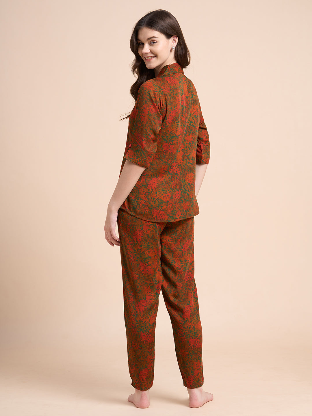 Fiery Dreams - Silky Lounge Night Suit