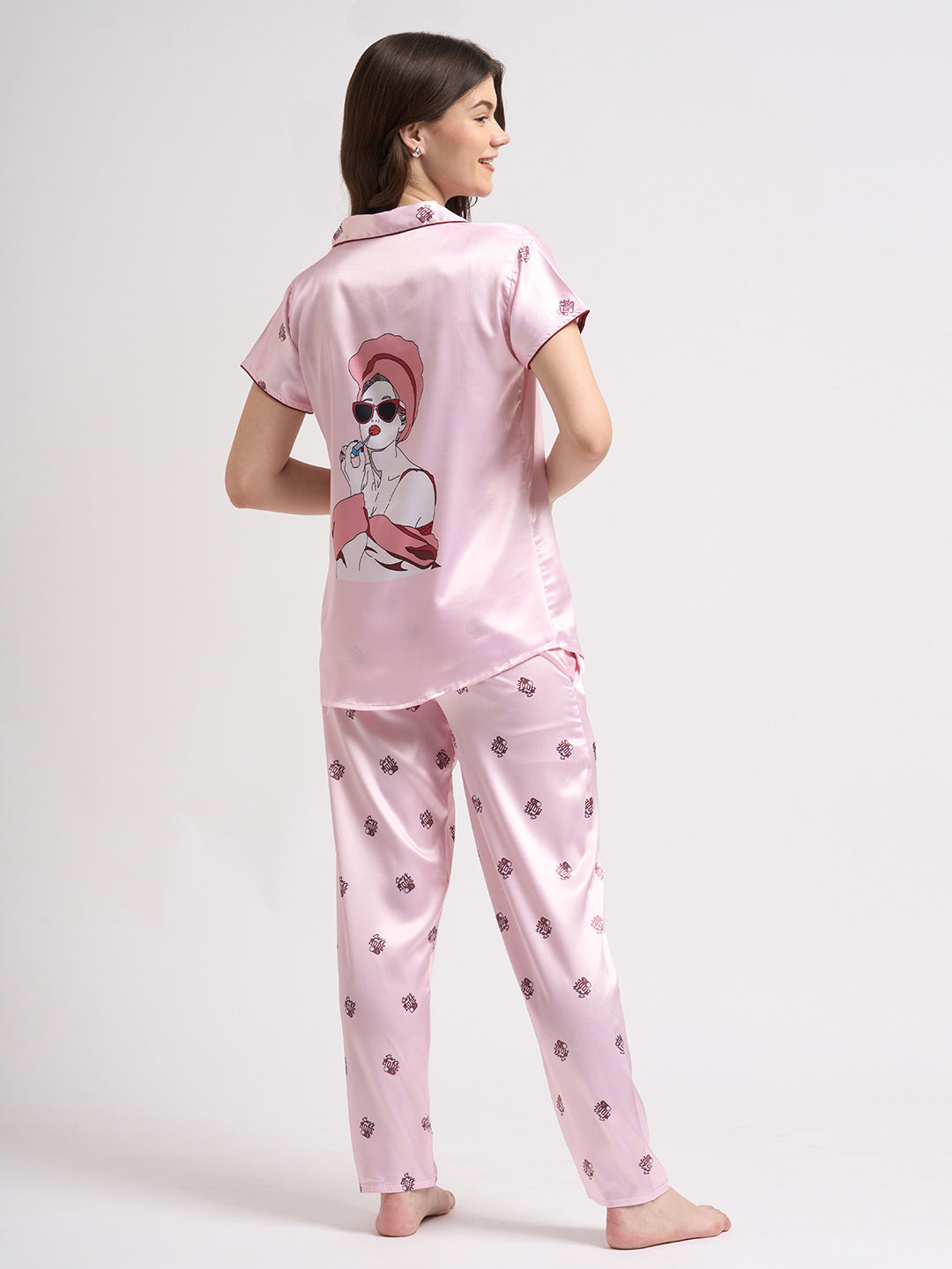 Midnight Glam Girl - Silky Lounge Night Suit