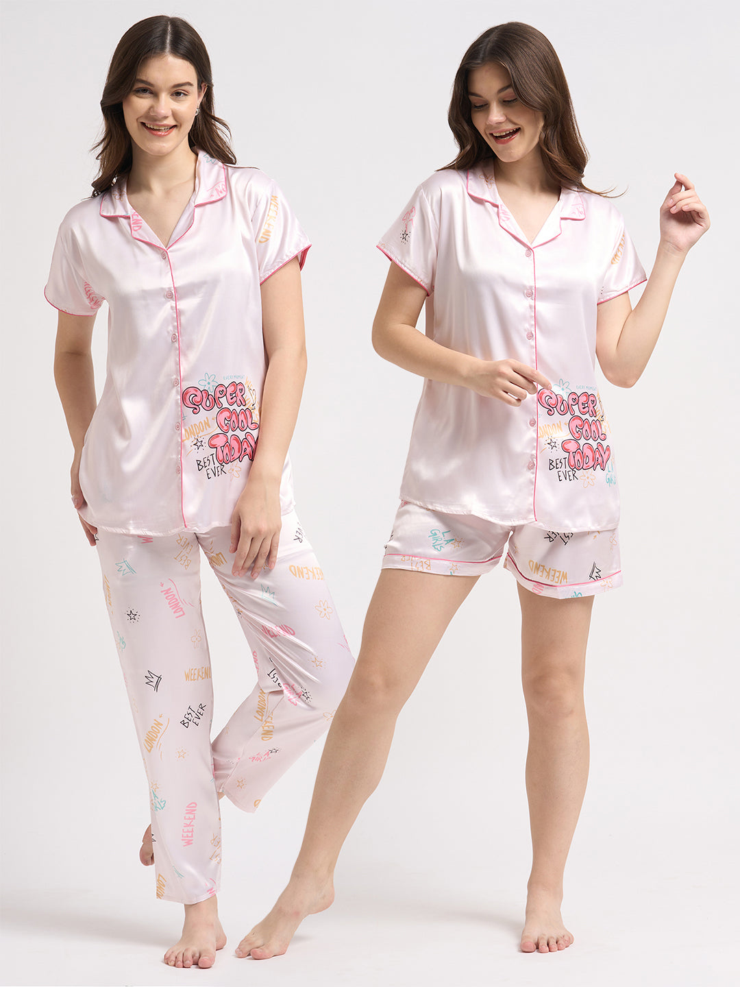 Super Cool Today - Silky Lounge Night Suit