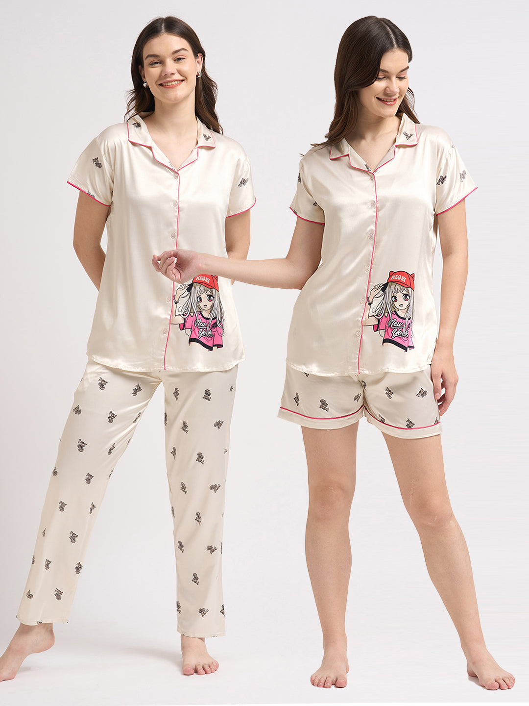 Cap-On Dreamer - Silky Lounge Night Suit