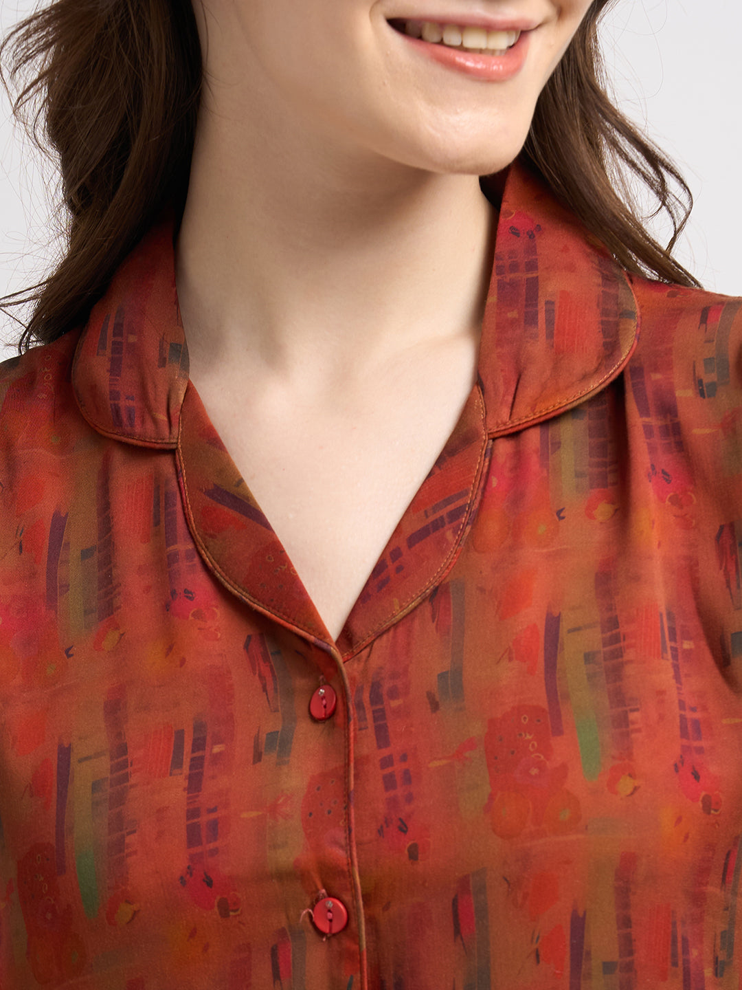 Crimson Love - Silky Lounge Night Suit