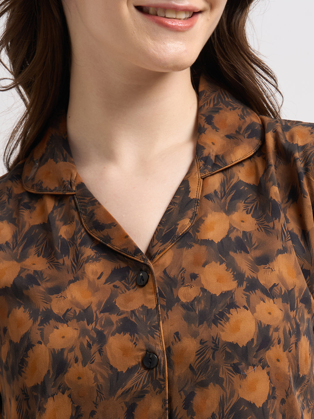 Midnight Flora - Silky Lounge Night Suit