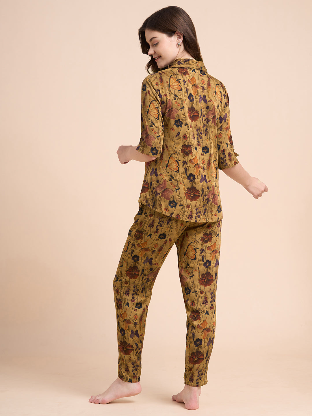 Butterfly Bloom - Silky Lounge Night Suit
