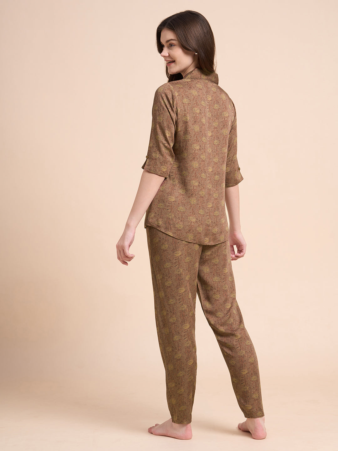 Botanical Drift - Silky Lounge Night Suit