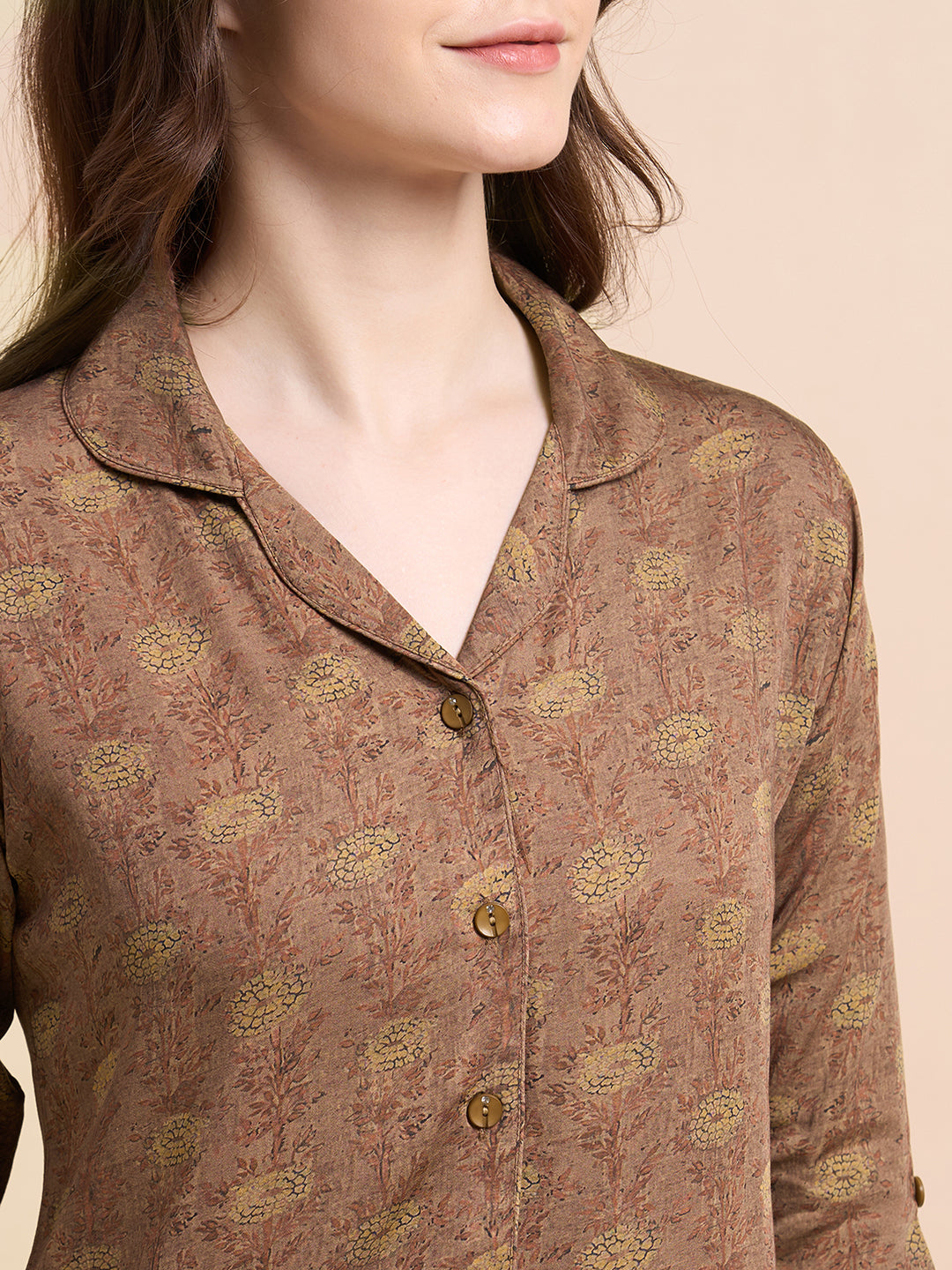 Botanical Drift - Silky Lounge Night Suit