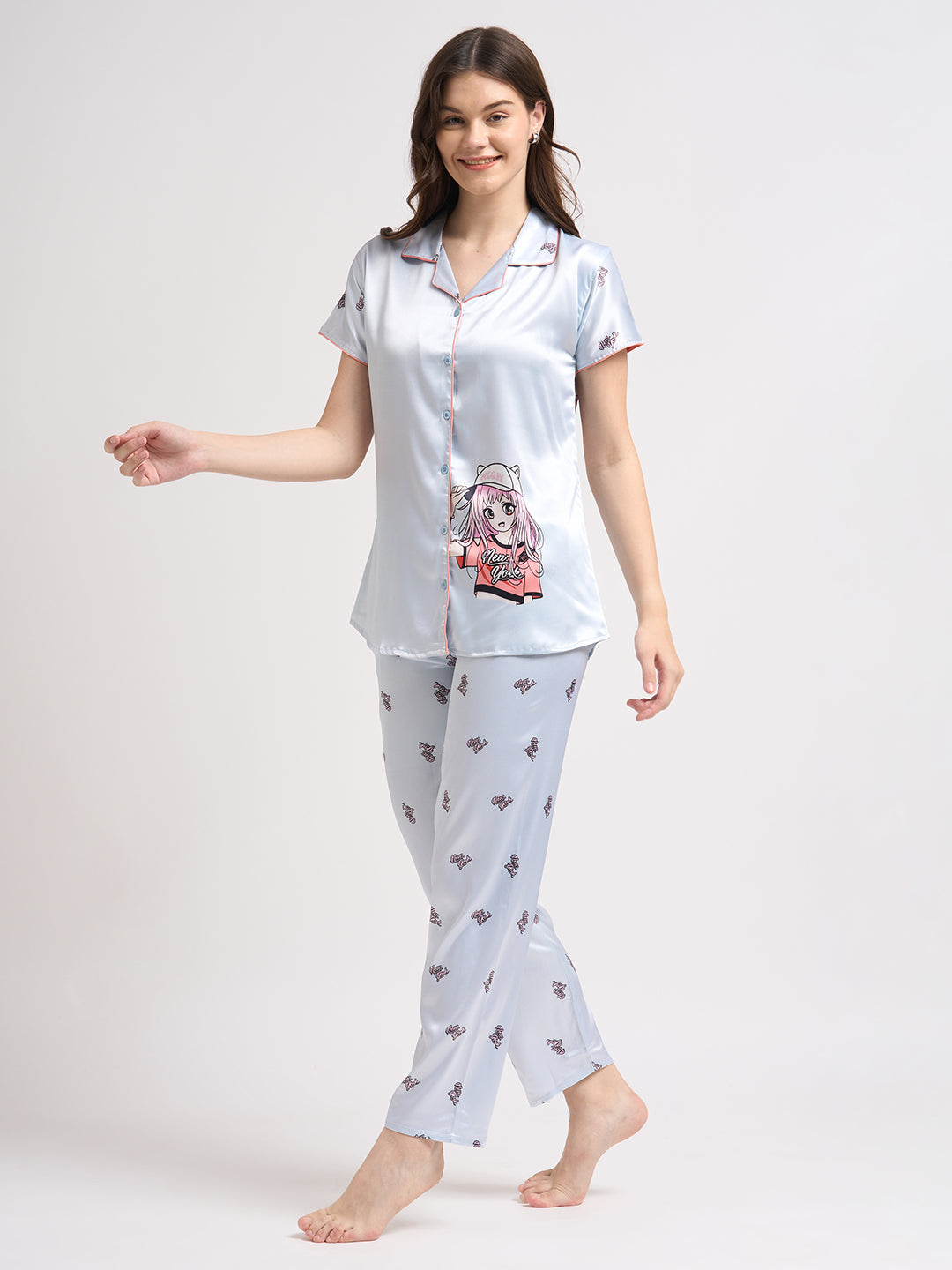 Cap-On Dreamer - Silky Lounge Night Suit