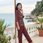 Rust Matrix Satin Night Co-ord Set