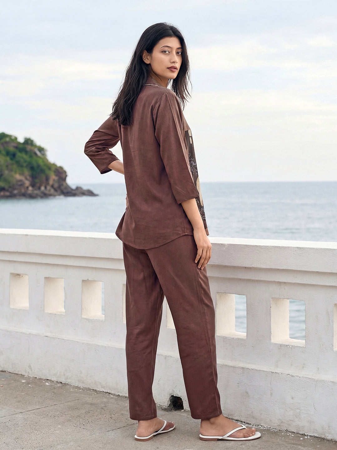 Stone Canvas Satin Night Co-ord Set