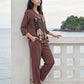 Stone Canvas Satin Night Co-ord Set
