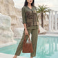 Olive Mosaic Satin Night Co-ord Set