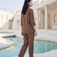 Rust Matrix Satin Night Co-ord Set