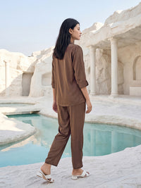 Rust Matrix Satin Night Co-ord Set