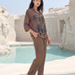 Rust Matrix Satin Night Co-ord Set